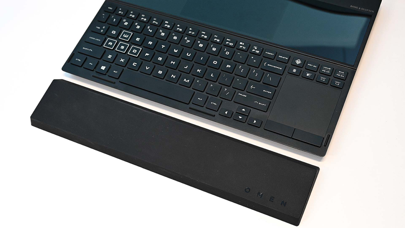 HP’s wrist rest is a simple, but somewhat crude solution to the Omen’s awkward keyboard location.